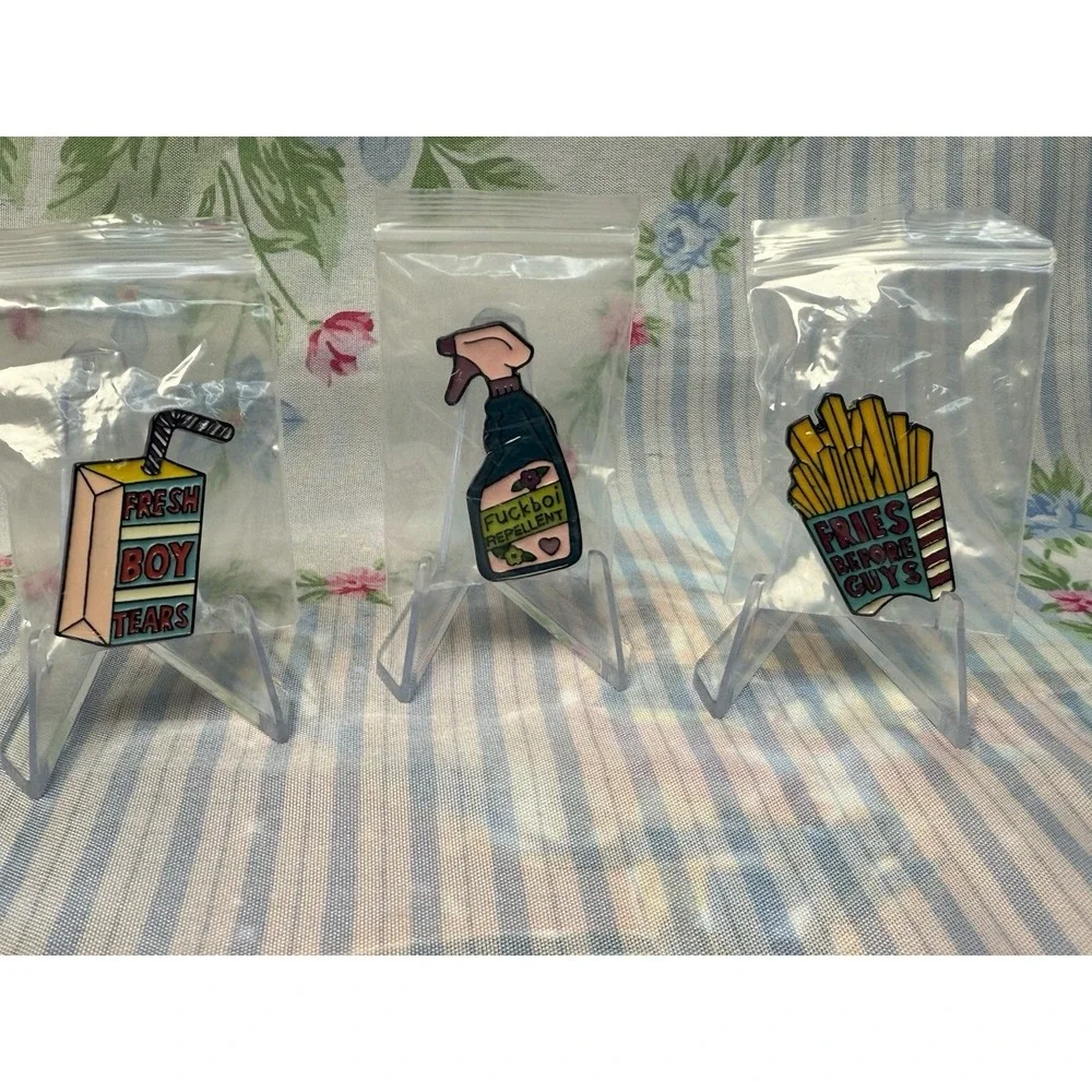 Set of‎ 3 Funny Enamel Pins 2